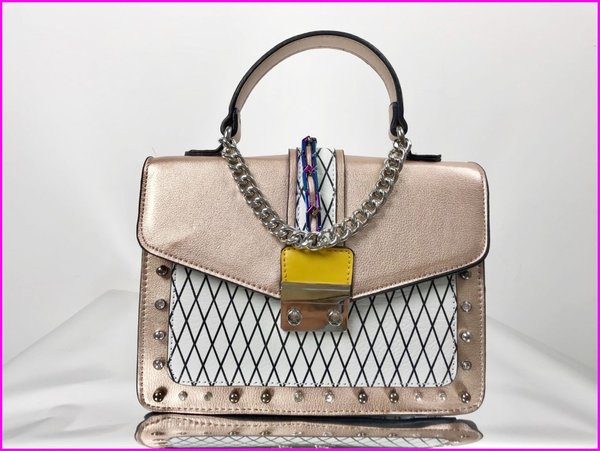 Mini bag dorata con borchie e catena argentata. (24x18x8 )