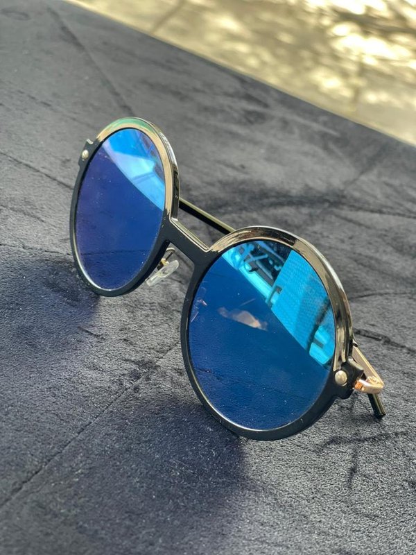 Sunglasses tondi a specchio bluette