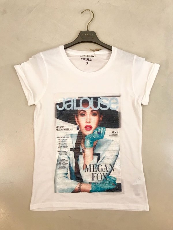 T-shirt bianca stampa paillettes JALOUSE.