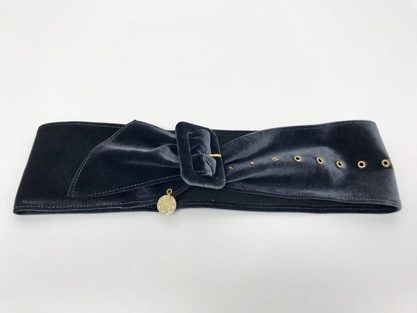 Cintura grigia in velluto con dettagli dorati, Roberta Biagi.  ( H 10 cm )