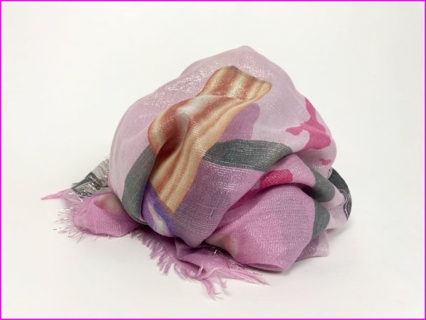 Pashmina-Copricostume Rossetto fantasia rosa in lurex ( 1,50x1,50 )