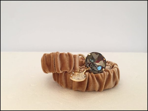 Cinturina R. BIAGI in velluto color cammello con fibbia pietra. ( H 2 cm )