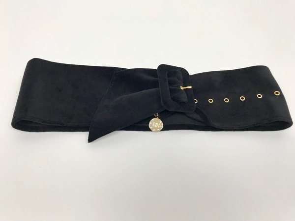 Cintura nera in velluto con dettagli dorati, Roberta Biagi.  ( H 10 cm )