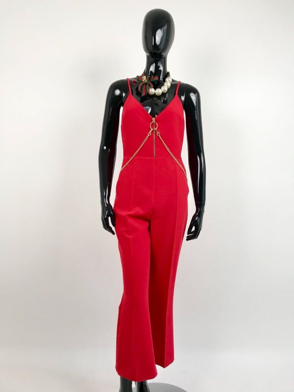 Jumpsuit rossa corta a zampetta Space.