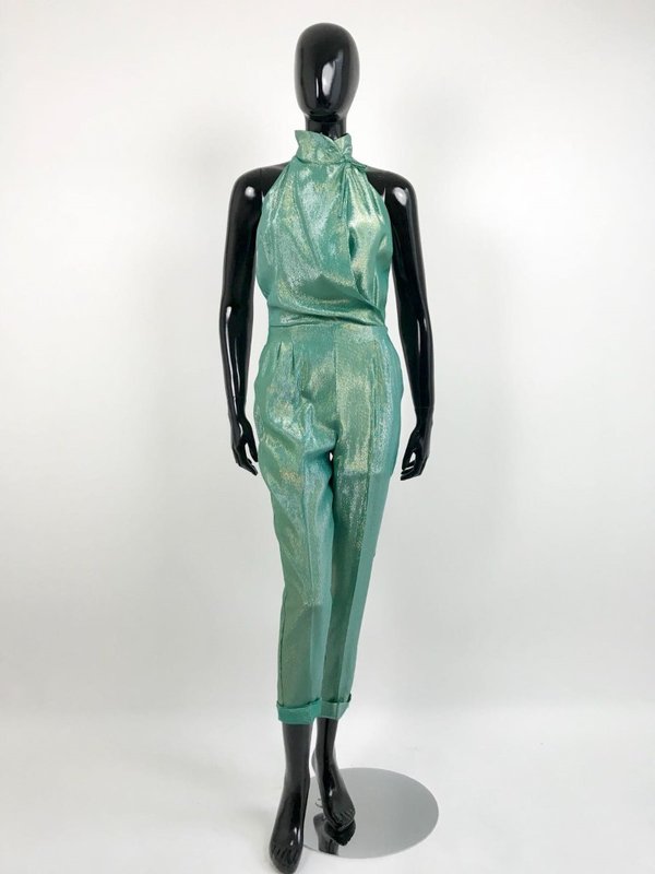 Jumpsuit verde in lurex Space.