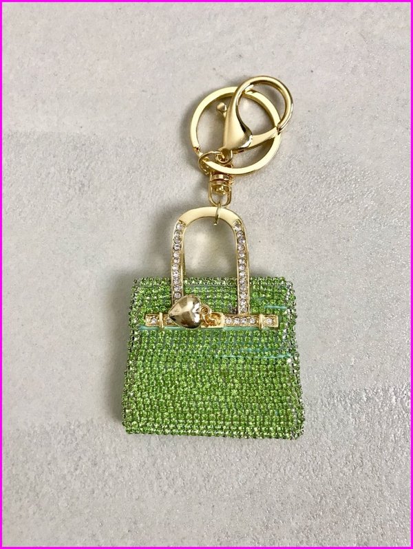 Charms mini bag in swarovski verde.