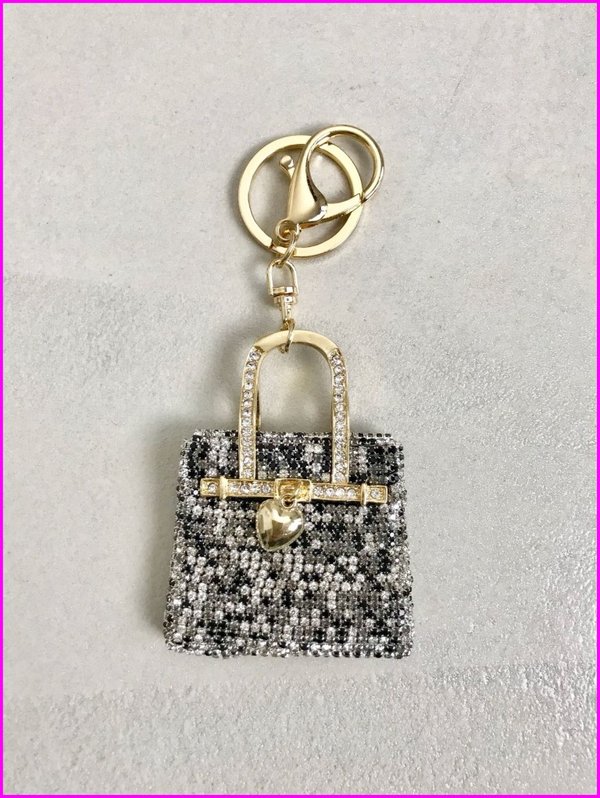 Charms mini bag in swarovski bianconero.