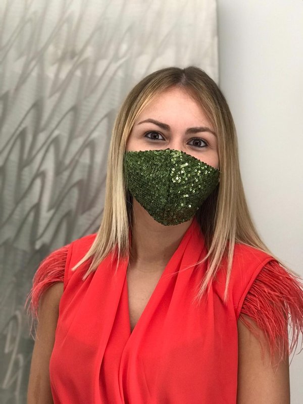 Face mask paillettes verde