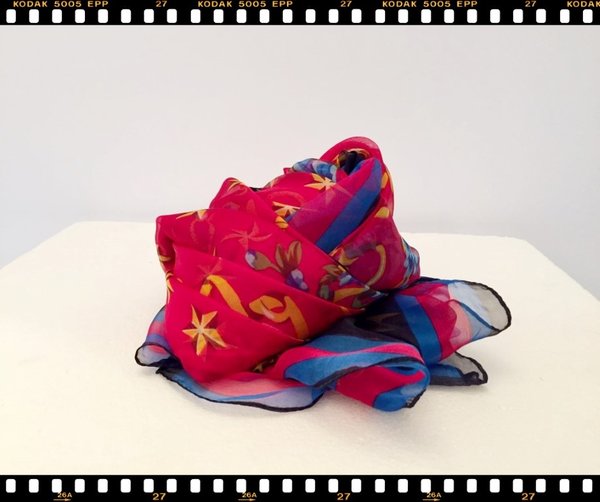 Foulard fantasia rossa blu.