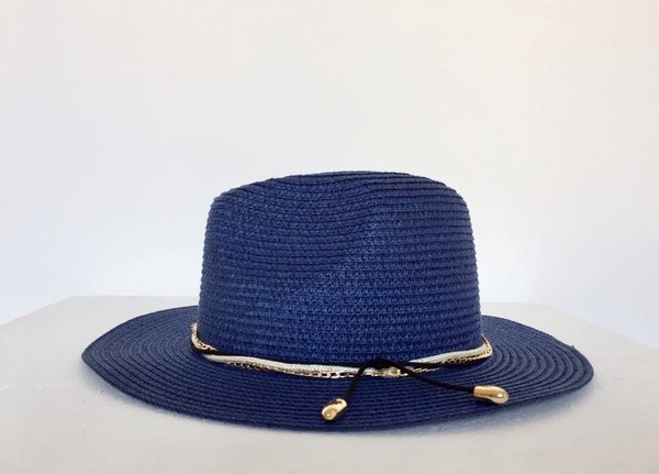 Cappello in paglia blu.