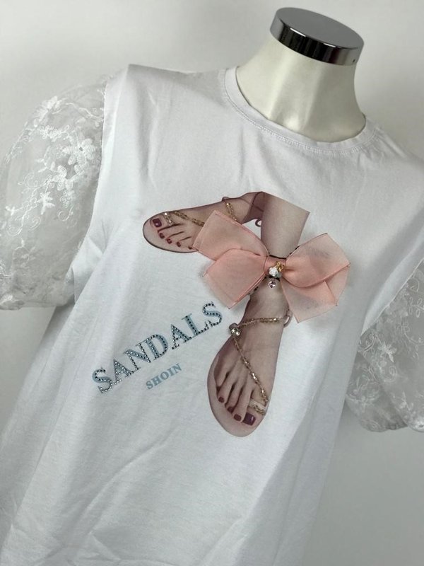 T-shirt maniche pizzo SANDALS 