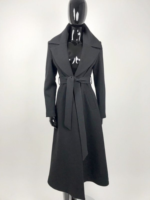 Cappotto svasato con cintura nero Memjs.