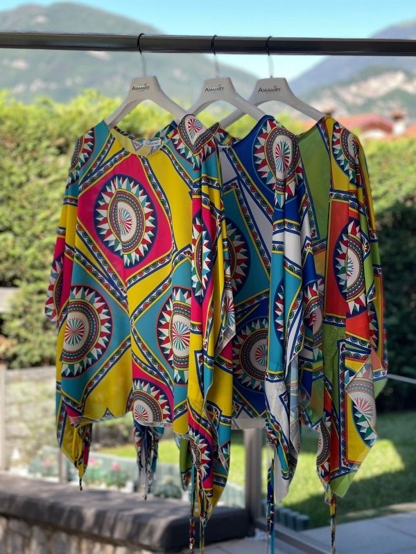 Camicia poncho fantasia geometrica 