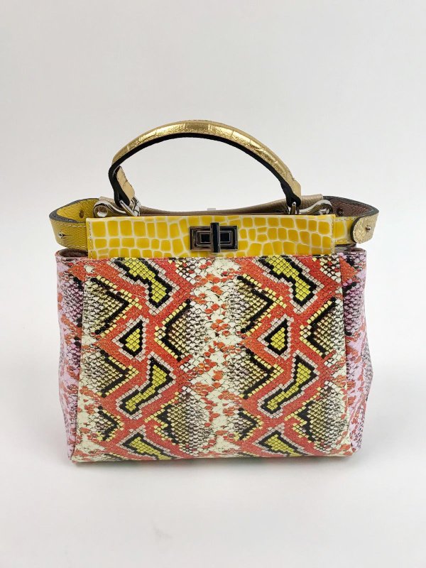 Borsa animal print colori fluo, patchwork.