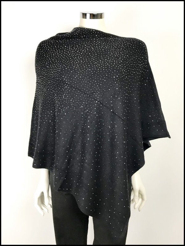 Poncho nero con swarovski.